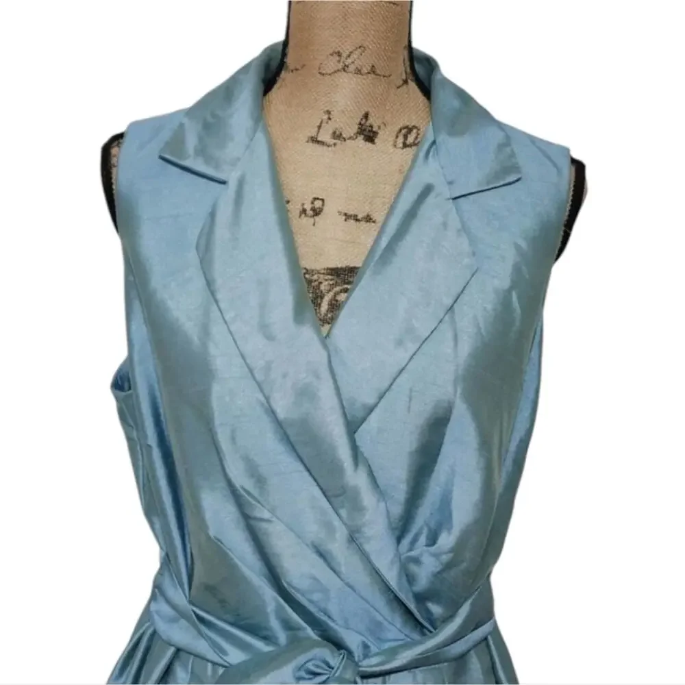 Jones‎ Studio satin belted shawl collar midi party dress plus size 16W